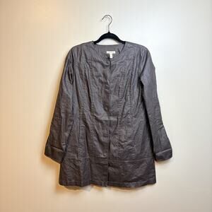 Eileen Fisher Organic Linen Long Duster Jacket XS/ TP Chocolate Brown